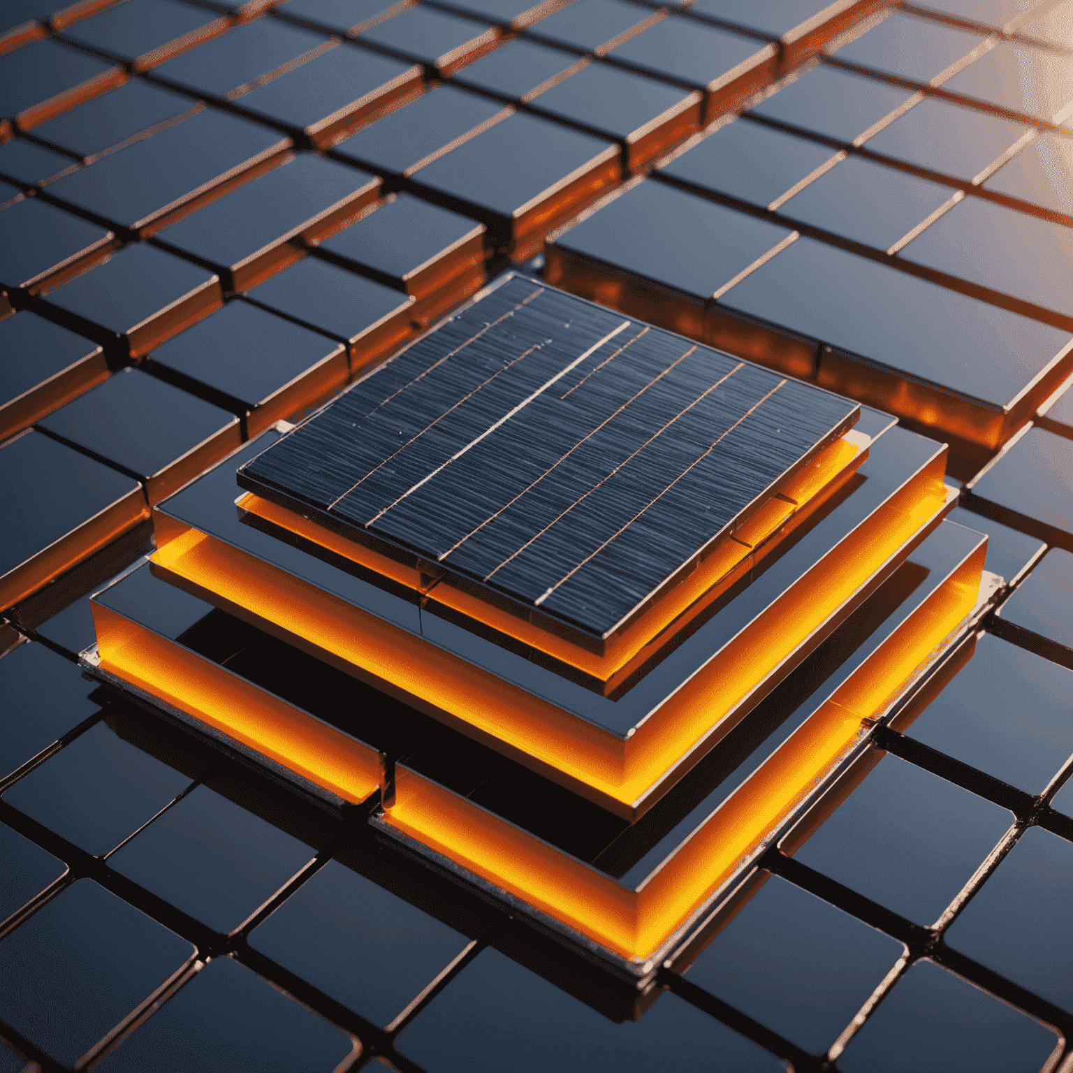 Schematische Darstellung einer Tandem-Solarzelle, die die Schichten aus Silizium und Perowskit zeigt